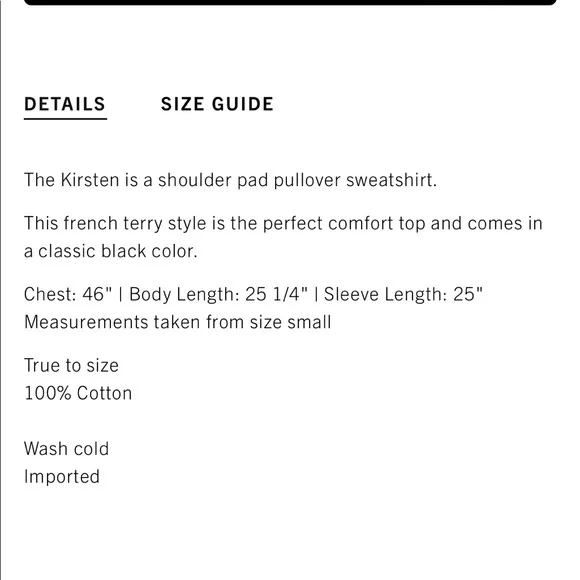 Pistola Strong Shoulder Sweatshirt, NWT! - Picture 5 of 5